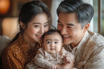 asian family pictures at home, Generative AI