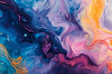 Poster - A dynamic blend of swirling colors forms an abstract design, showcasing vivid blues, pinks, and yellows that evoke a sense of movement and creativity.