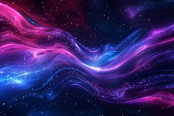 Poster - A mesmerizing display of swirling colors and glittering stars creates a cosmic atmosphere filled with vibrant hues of pink, blue, and purple in a deep space setting.