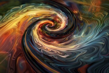 Poster - Vivid colors spiral together in a dynamic formation, showcasing intricate patterns and textures that evoke a sense of depth and movement throughout the composition.
