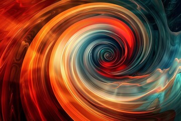 Poster - A mesmerizing swirl of red, orange, and blue hues blends together, forming a dynamic whirlpool that conveys a sense of movement and energy in a captivating arrangement.