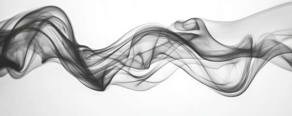 Aufkleber - Abstract black smoke wave on white background, minimalist art concept