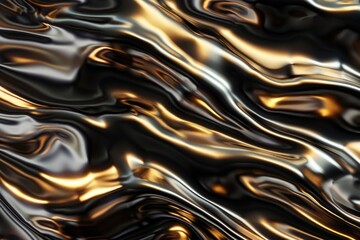 Poster - This abstract texture features flowing black and gold patterns, creating a captivating and elegant appearance, ideal for contemporary design projects and backgrounds.