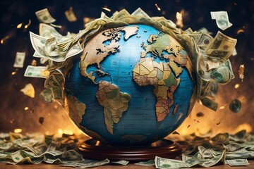 world surrounded and filled with dollars: manipulation and obsession with money