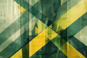 Poster - Dynamic shapes and lines intertwine in shades of green and yellow, creating an intriguing visual effect that draws attention and energizes the space.