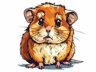 A cute cartoon hamster Vector illustration on white background