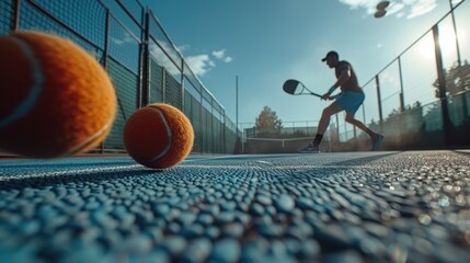 Wall Mural - A tennis player preparing to hit a tennis ball, ideal for sports-themed projects