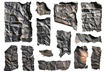 Aufkleber - Collection of torn paper pieces on a white background, useful for representing chaos or disorganization