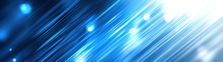 Abstract Blue and White Diagonal Lines with Blurred Lights Background