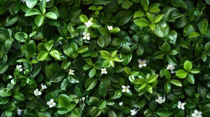 Poster - Close-up of a group of white flowers surrounded by green leaves