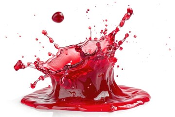 Canvas Print - A close-up shot of a red liquid splashing onto a white surface