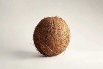 Poster - Single coconut sitting on a plain white background