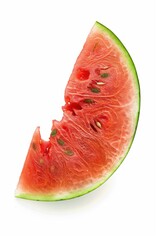 Poster - Fresh watermelon slice with a bite taken out, great for summer or snack photography