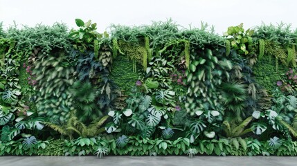 Sticker - A close-up of a lush green wall covered in various plants and foliage