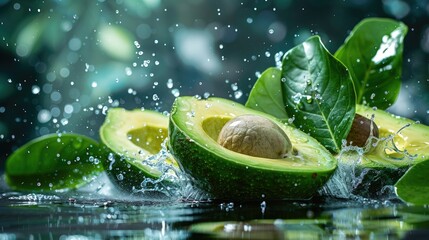 Sticker - A ripe avocado drops into a body of water, potentially spoiling its intended use