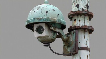 Poster - A close-up shot of a camera mounted on a pole, great for capturing distant views or surveillance scenes