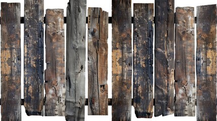 Aufkleber - A detailed view of a wooden fence with a plain white background, suitable for use in interior design or home decor projects