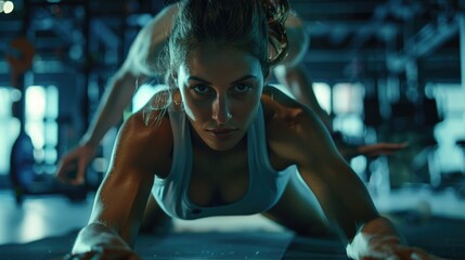 Wall Mural - A person working out on exercise equipment in a modern fitness studio