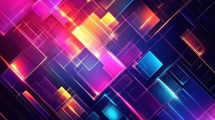 Wall Mural - abstract geometric neon background