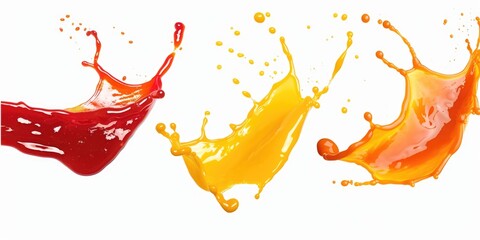 Canvas Print - A splash of colorful liquids on a clean white surface, great for science experiments or educational illustrations