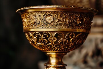 Poster - A golden vase with intricate floral pattern