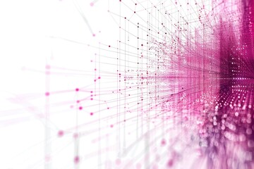 Poster - A geometric pattern of pink and white dots and lines on a flat surface
