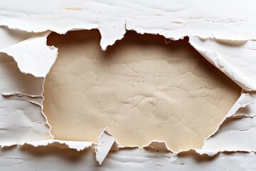Poster - A close-up shot of a ripped and crumpled piece of paper on a white background