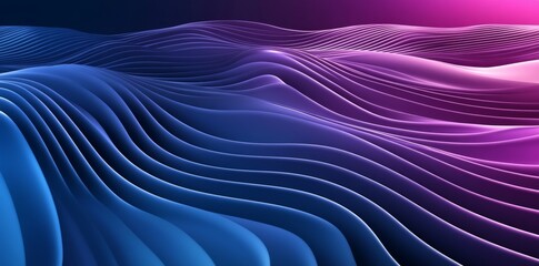 Poster - A three-dimensional background with violet and turquoise distortions featured in abstract line art