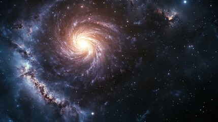 Sticker - A Cosmic Dance: A Stunning Spiral Galaxy in Deep Space