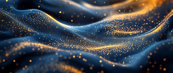 Poster - This line art illustration features a bright abstract blue background decorated with shimmering glitter
