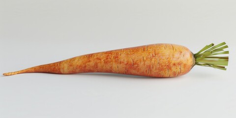 Poster - A single carrot sits on a white surface, great for food or nature photography