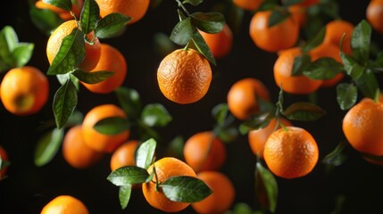 Canvas Print - A bunch of oranges hangs from a tree branch, waiting to be picked