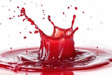 Poster - A close-up shot of red liquid splashing onto a white surface, with a dynamic and energetic feel