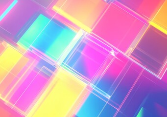 Poster - Multicolor neon square illustration with a captivating line art design suitable for backgrounds