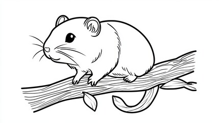 Hamster engraved in ink illustration