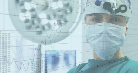 Poster - Animation of data processing over caucasian male surgeon