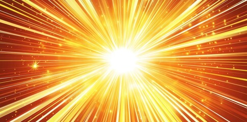 Poster - starburst explosion design in line art style on an abstract orange background