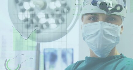Poster - Animation of data processing over caucasian male surgeon