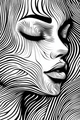 Poster - Illustration with an abstract background in line art