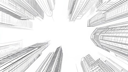 Poster - Design featuring abstract architectural lines in line art