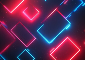 Poster - Neon squares with a captivating line art design perfect for creative backgrounds in an abstract multicolor style