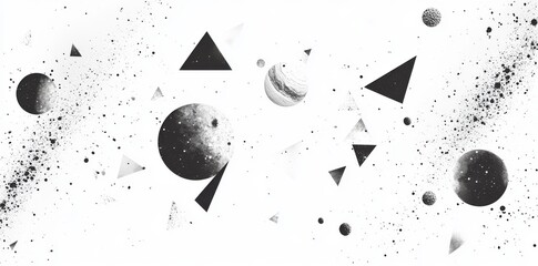 Poster - The abstract line art illustration features intricate geometrical shapes and simple geometric elements arranged in a complex structure
