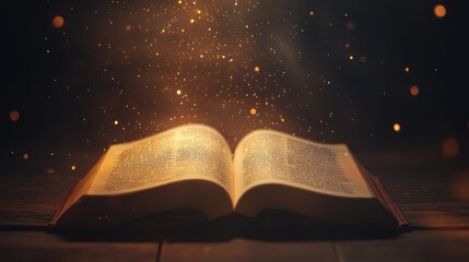 Open Bible with Magical Glowing Light