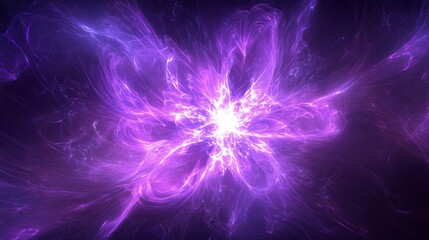 Canvas Print - This visually stunning illustration features an abstract violet background dominated by a fractal explosion star, enhanced by gloss and intricate lines