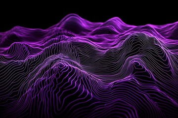 Poster - A dark background with curved patterns features an abstract line art illustration