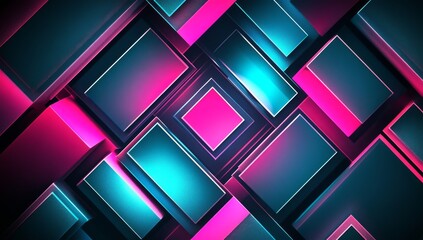 The abstract neon square pattern layered background is available as a high definition mobile wallpaper