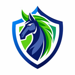 Wall Mural - Green Blue and White Horse Emblem Logo art vector