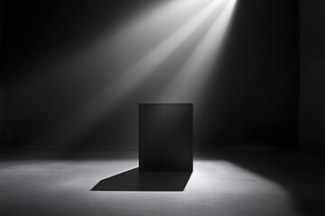 Wall Mural - A Single Block Illuminated by a Spotlight in a Dark Room