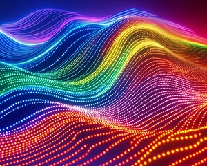 Wall Mural - In this line art illustration, neon neon multicolor lines create a dynamic animated background