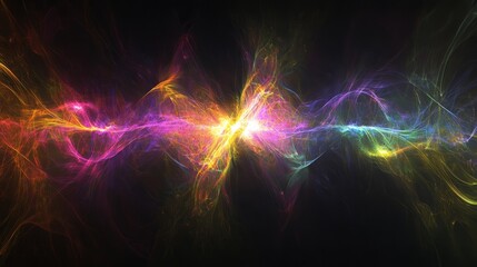 Featuring a fractal explosion star, glossy effects, and dynamic lines on an abstract multicolor background